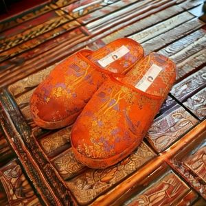 Red Asian Style slippers and case - Charles Jourdan Size 7/8 women